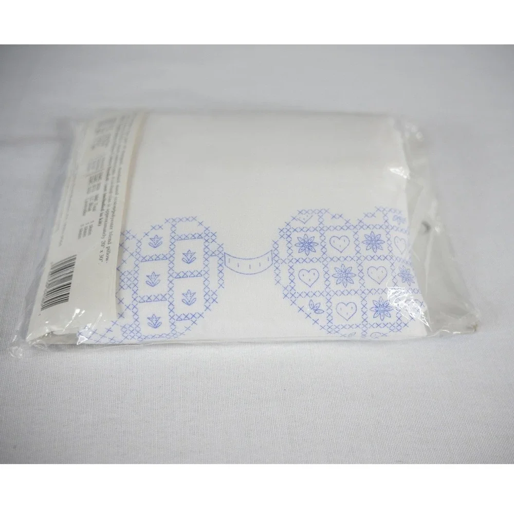 Bucilla Embroidery Kit Pillowcase Standard White NEW Quilted Hearts 64089 Pair